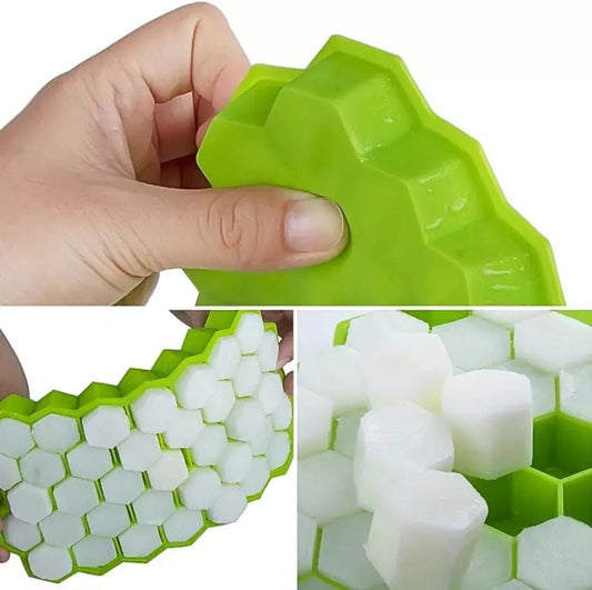 2 Pcs Silicone Ice Cube Tray With LID - 36 Cube Honeycomb Extra Large Size